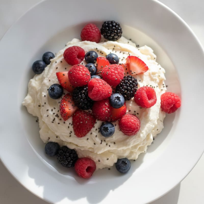 Silky Greek Yogurt Protein Mousse with Mixed Berries
