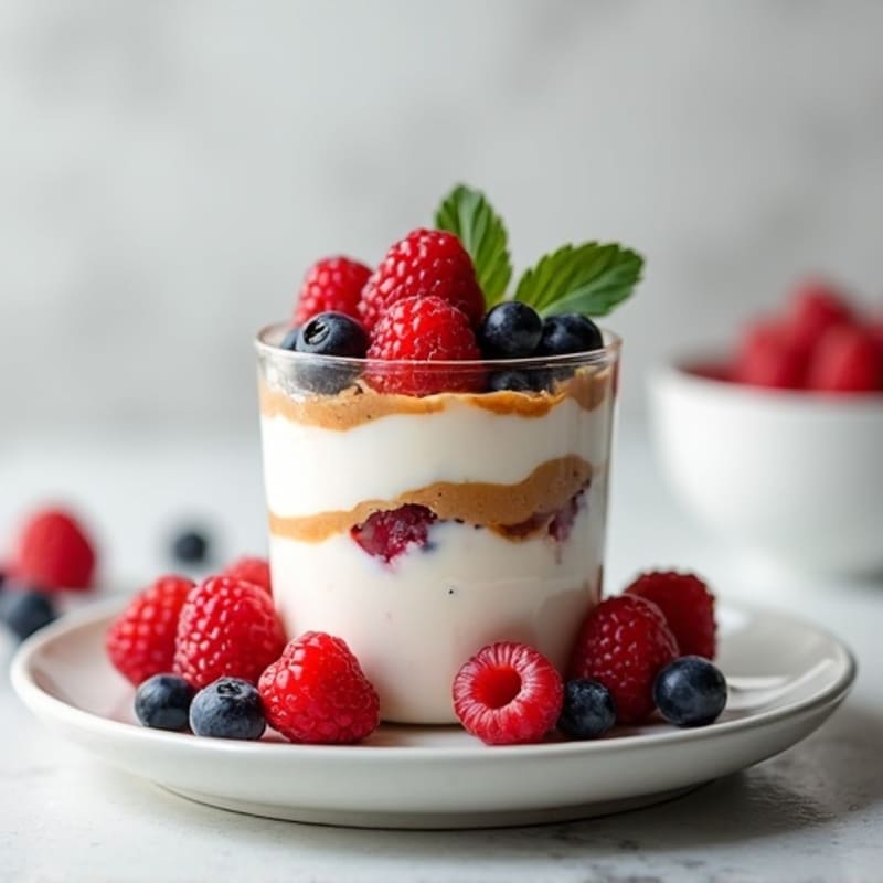 Greek Yogurt Protein Parfait with Mixed Berries and Almond Butter