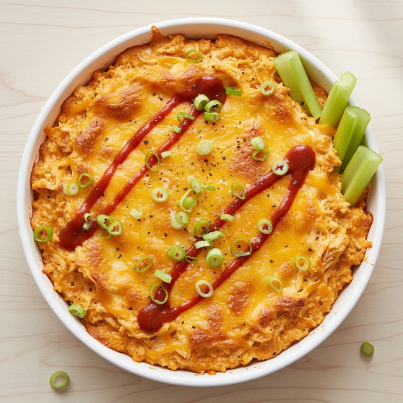 Creamy Buffalo Chicken Dip Bake