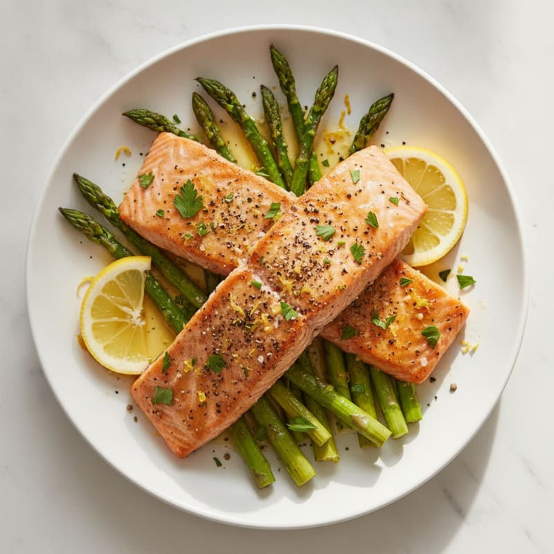 Lemon Herb Roasted Salmon with Asparagus