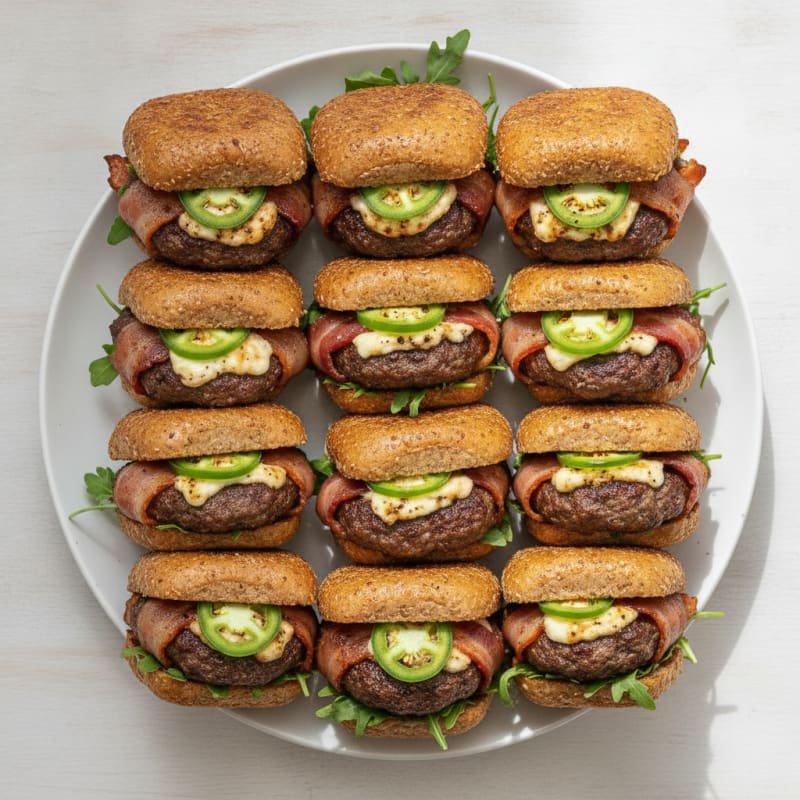 Bacon-Wrapped Jalapeño Sliders
