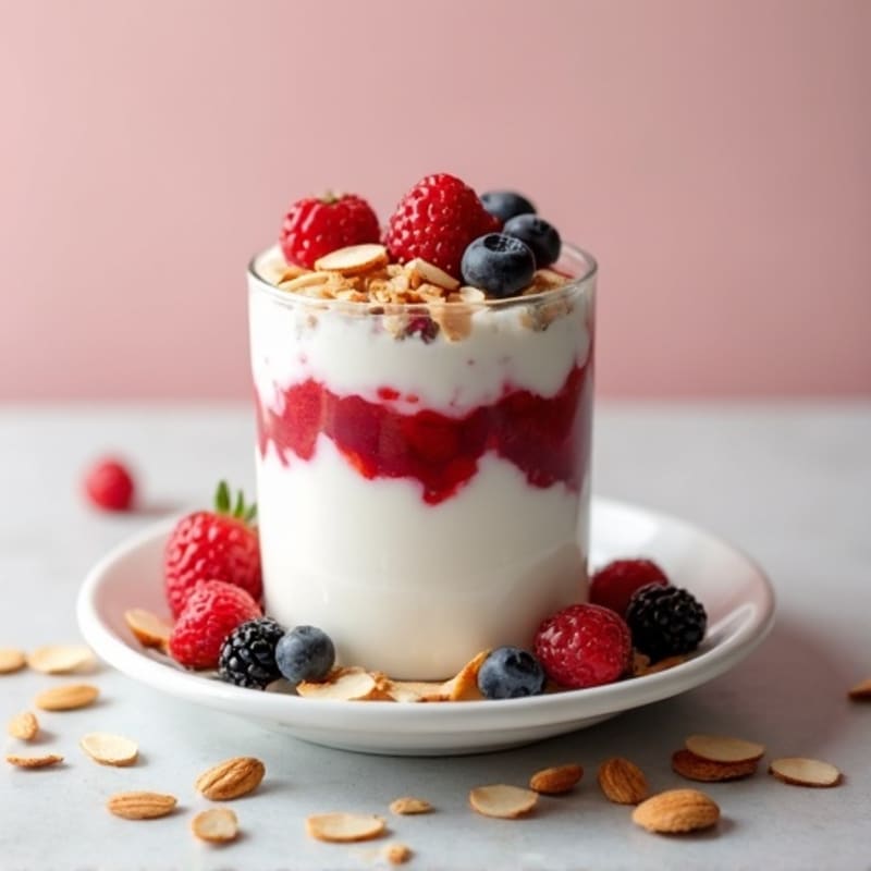 Creamy Greek Yogurt Protein Parfait with Berries and Almonds