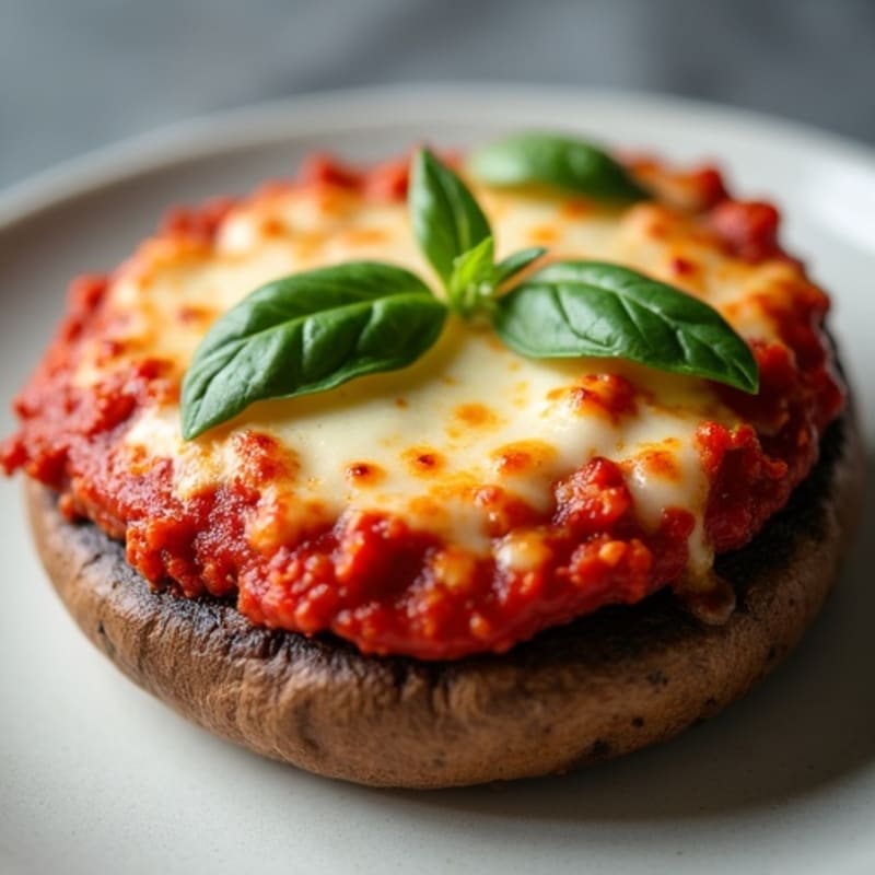 Stuffed Portobello Pizza with Lean Turkey Pepperoni and Melty Mozzarella