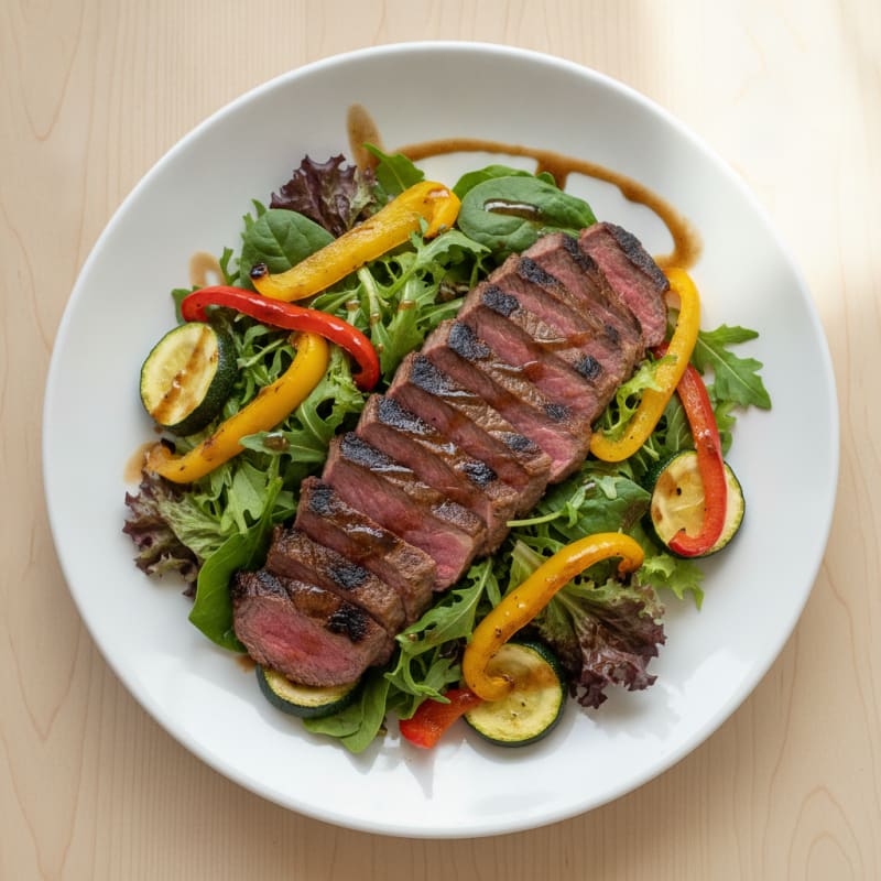 Grilled Steak and Roasted Vegetable Salad with Balsamic Vinaigrette