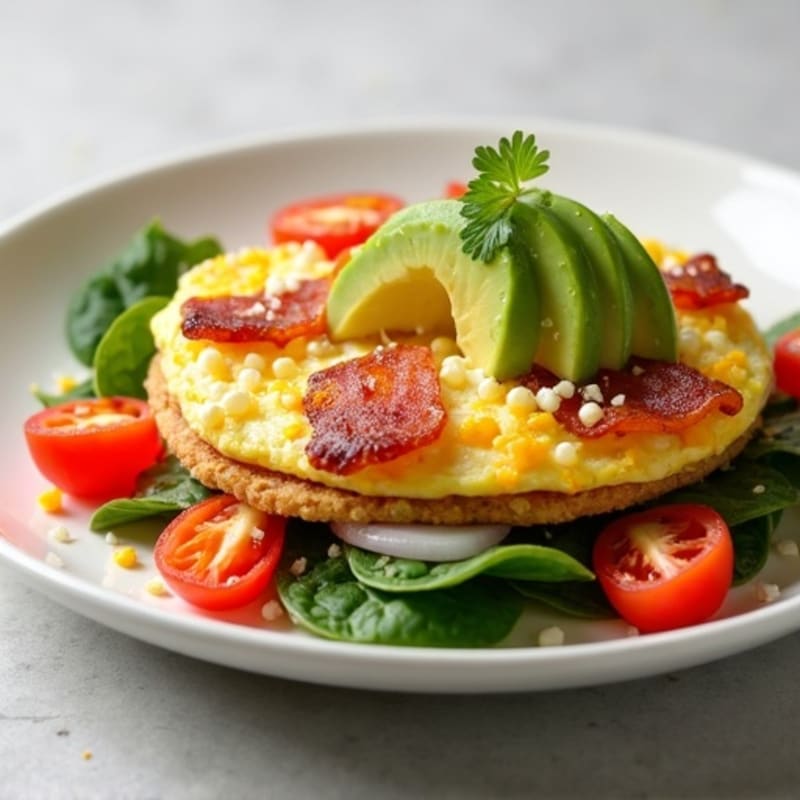 Egg White Veggie Scramble with Turkey Bacon