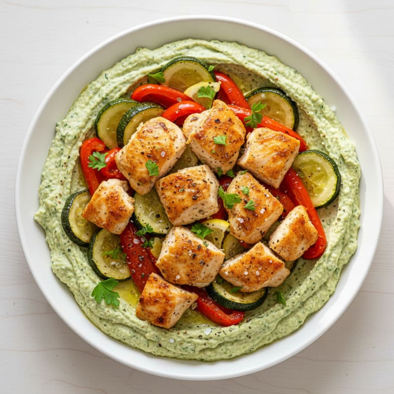 Herb Hummus Platter with Roasted Vegetables