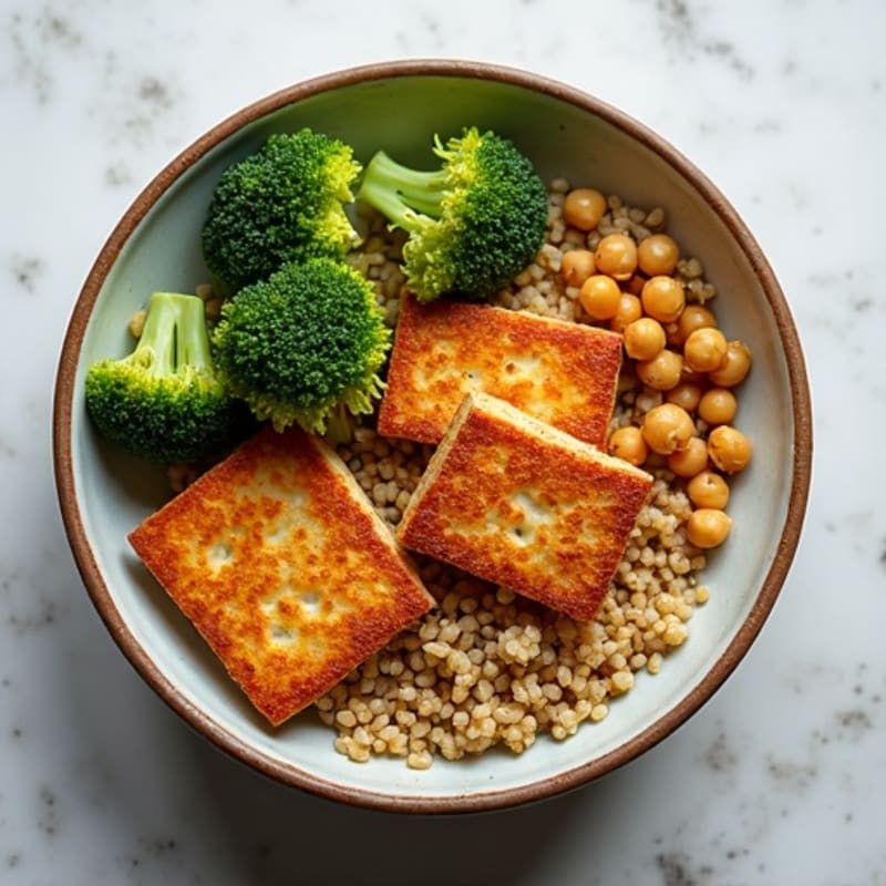 Crispy Baked Tofu with Roasted Broccoli and Quinoa