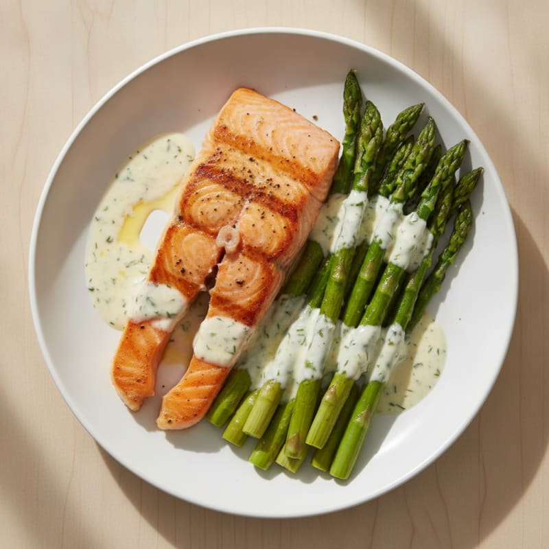Seared Salmon Fillet with Roasted Asparagus