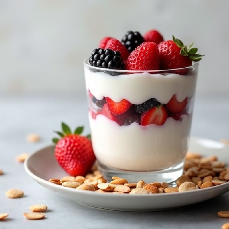 Creamy Greek Yogurt Protein Parfait with Berries and Almonds