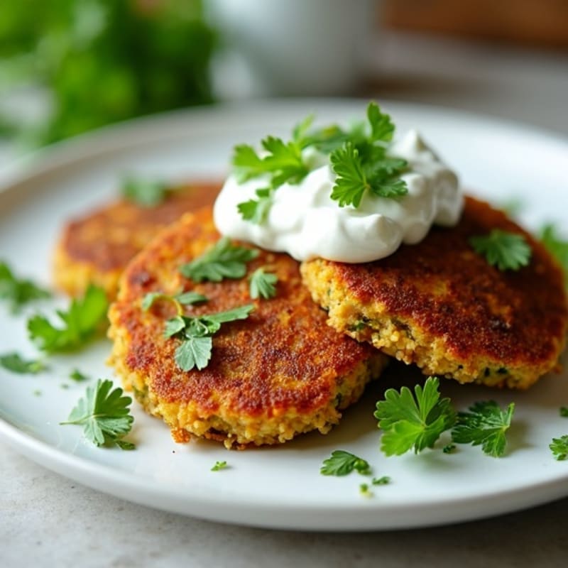 Crispy Lentil Quinoa Cakes with Fresh Herb Sauce