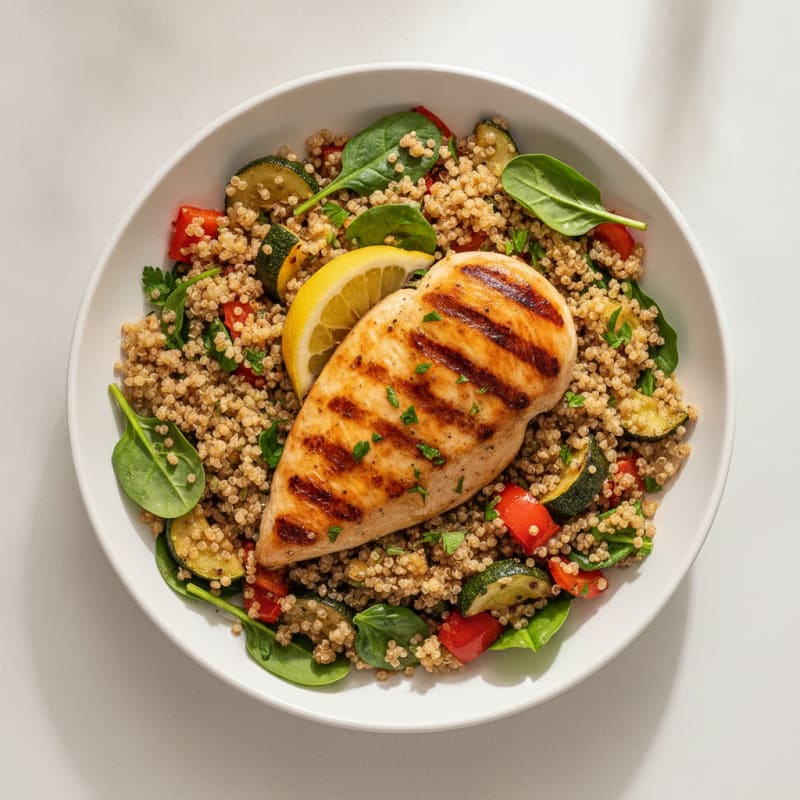 Grilled Chicken and Quinoa Veggie Bowl