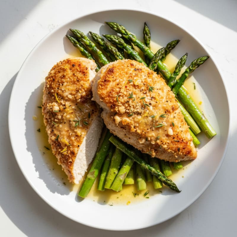 Crispy Lemon-Herb Chicken with Roasted Asparagus