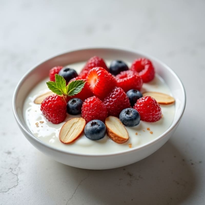 Creamy Greek Yogurt with Mixed Berries and Almonds
