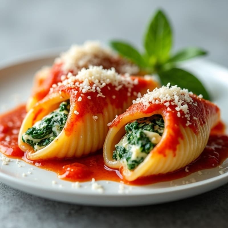 Creamy Ricotta-Spinach Stuffed Pasta Shells