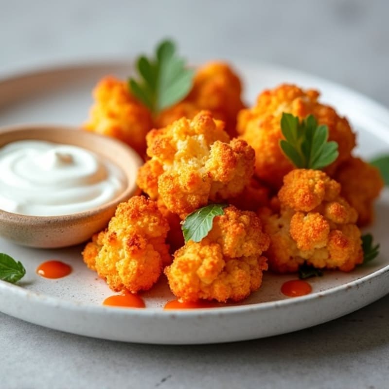 Crispy Buffalo Roasted Cauliflower Bites