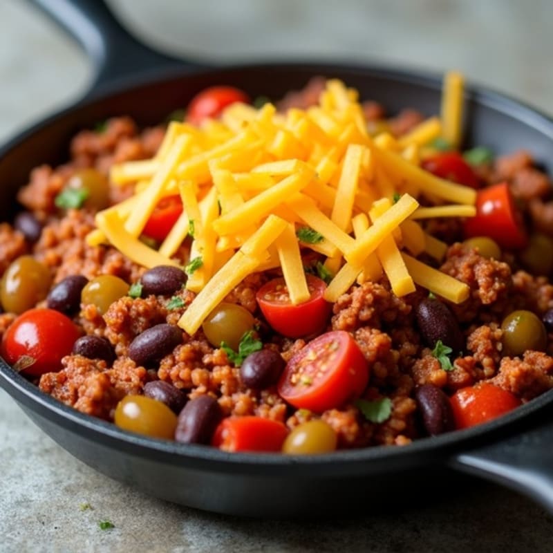Hearty Lean Ground Turkey Chili Cheese Skillet