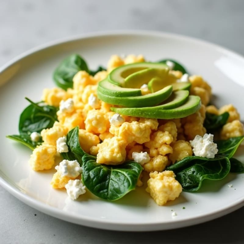Egg White and Spinach Scramble with Cottage Cheese
