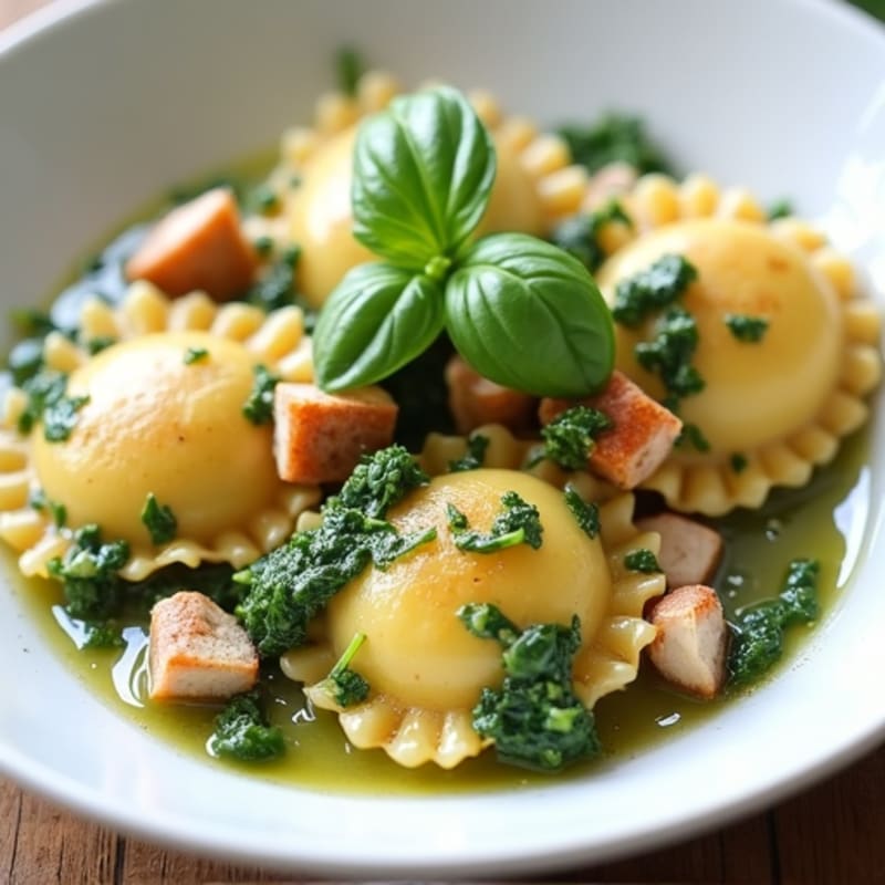 Creamy Ricotta Spinach Ravioli with Herb Sauce
