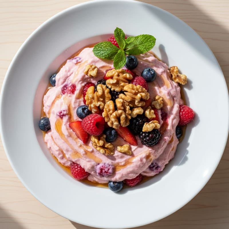Silky Tuna (Prickly Pear) Protein Mousse with Greek Yogurt and Berries