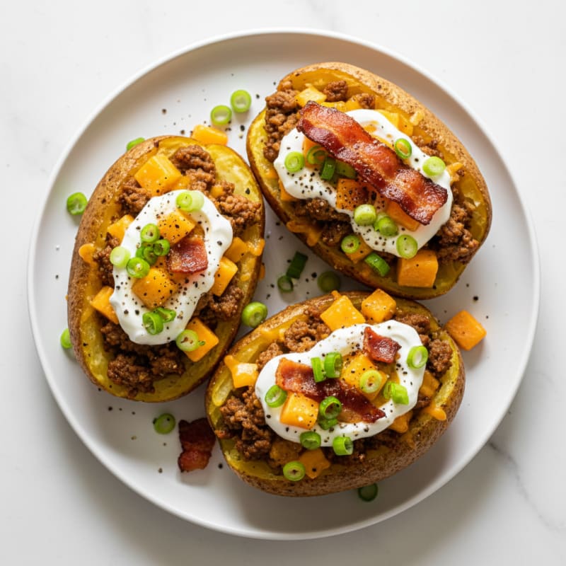 Crispy Bacon Cheddar Stuffed Potatoes