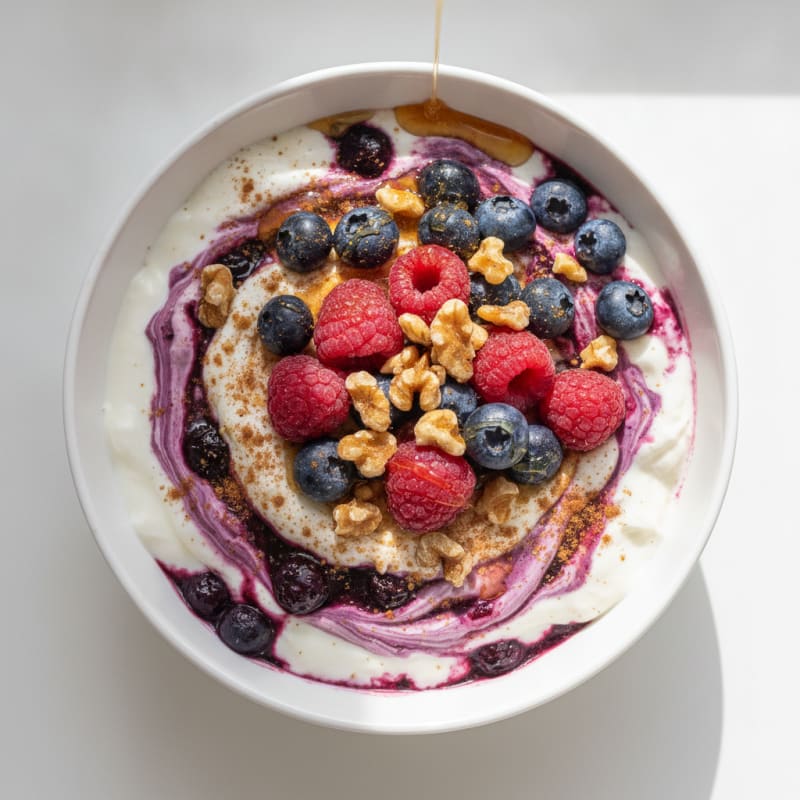Blueberry Raspberry Protein Yogurt Bowl