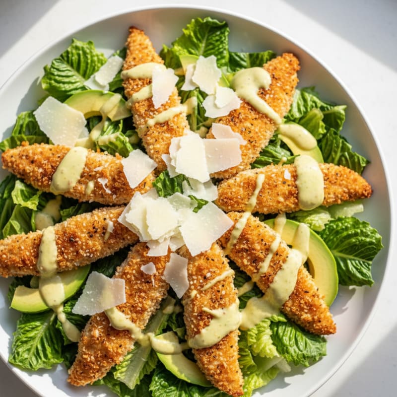 Crispy Chicken Caesar Salad with Zesty Dressing