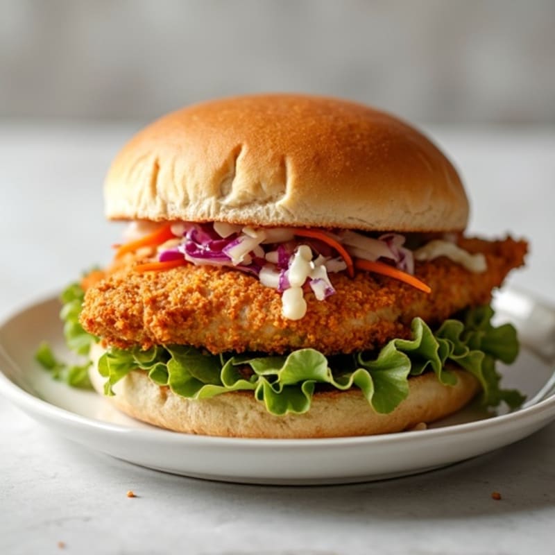 Crispy Air-Fried Chicken Sandwich with Zesty Slaw