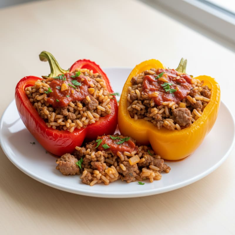 Beef and Rice Stuffed Bell Peppers