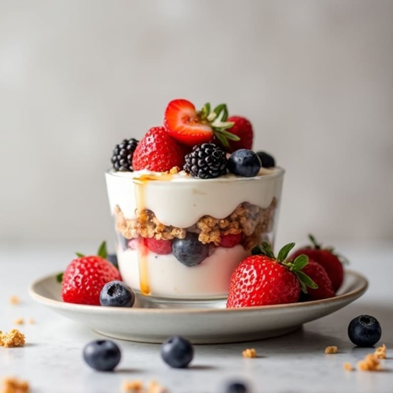 Greek Yogurt Parfait with Mixed Berries and Protein Granola