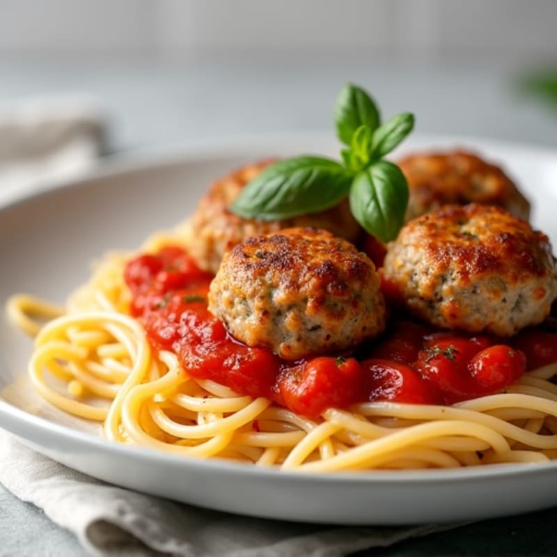 Lean Turkey Meatballs with Whole Wheat Spaghetti and Fresh Tomato Sauce