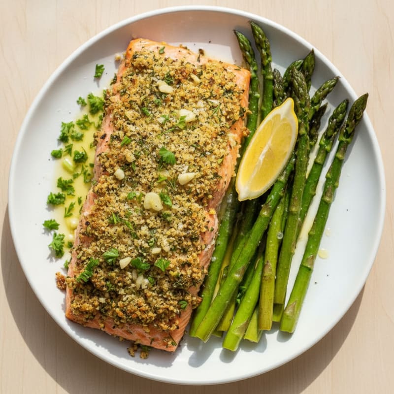 Herb-Crusted Salmon with Roasted Asparagus