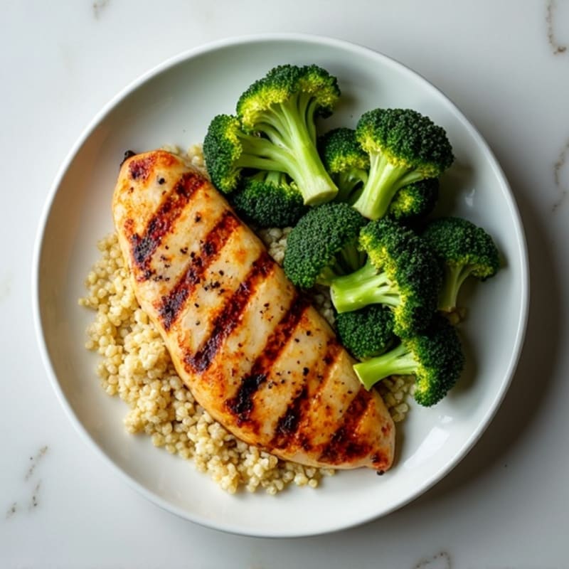 Grilled Chicken Breast with Roasted Broccoli and Quinoa