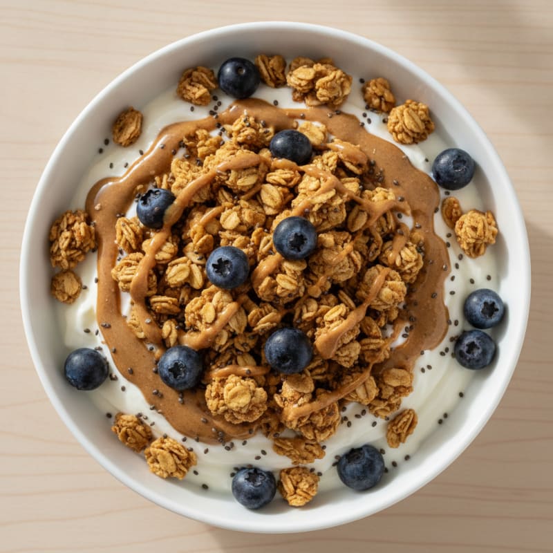 Creamy Greek Yogurt Bowl with Protein Granola and Almond Butter