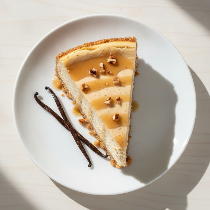 Vanilla Bean Protein Cheesecake with Pecan Crust