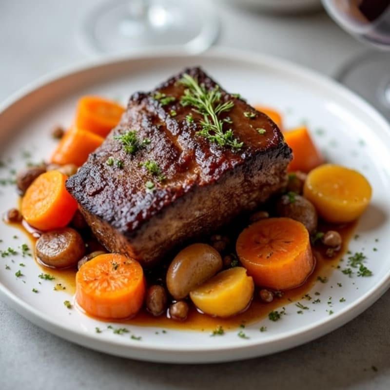 Tender Slow-Braised Short Ribs with Roasted Root Vegetables