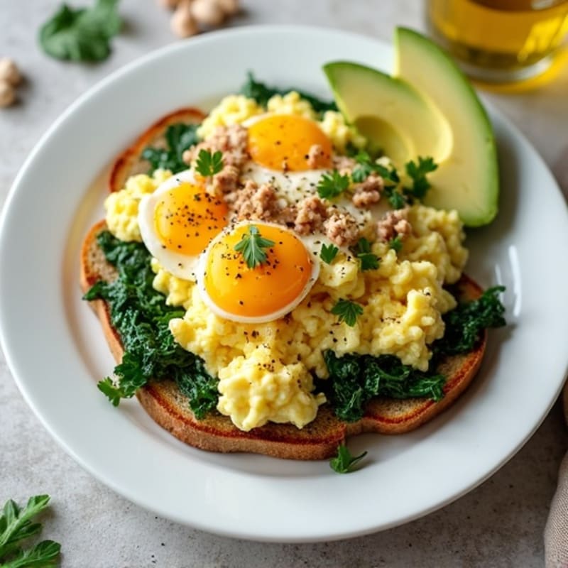 Egg White Scramble with Turkey Sausage and Spinach