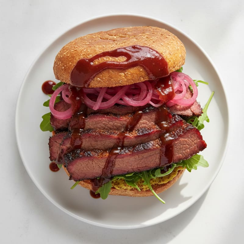 Smoky Brisket Sandwich with Pickled Onions