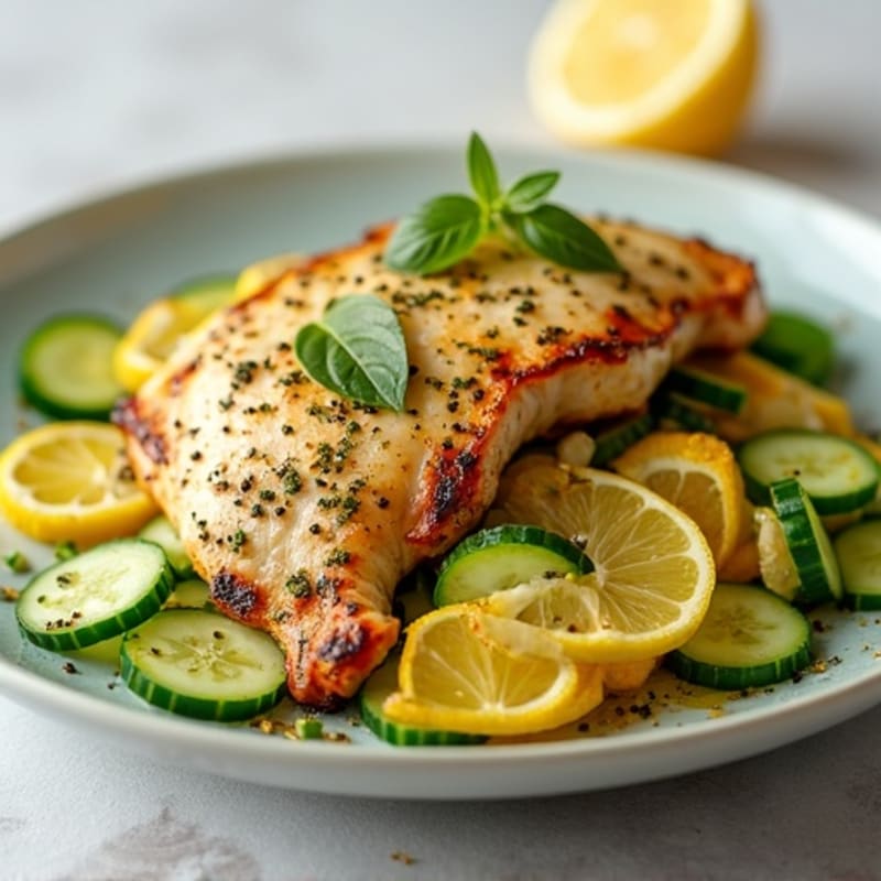 Lemon-Garlic Spiced Chicken with Fresh Cucumber Salad