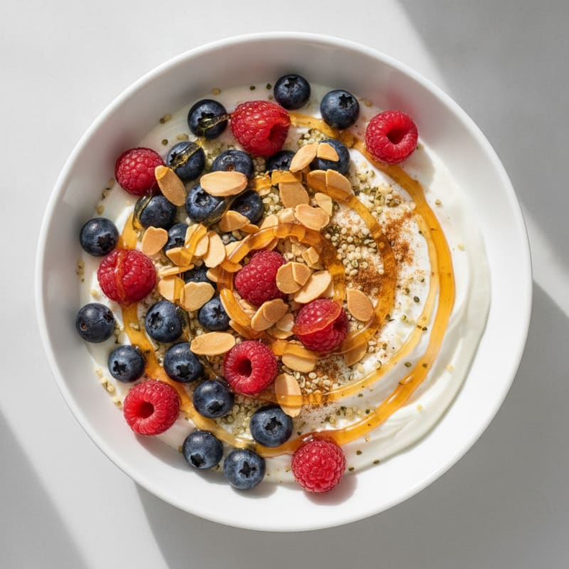 High-Protein Berry and Almond Greek Yogurt Bowl
