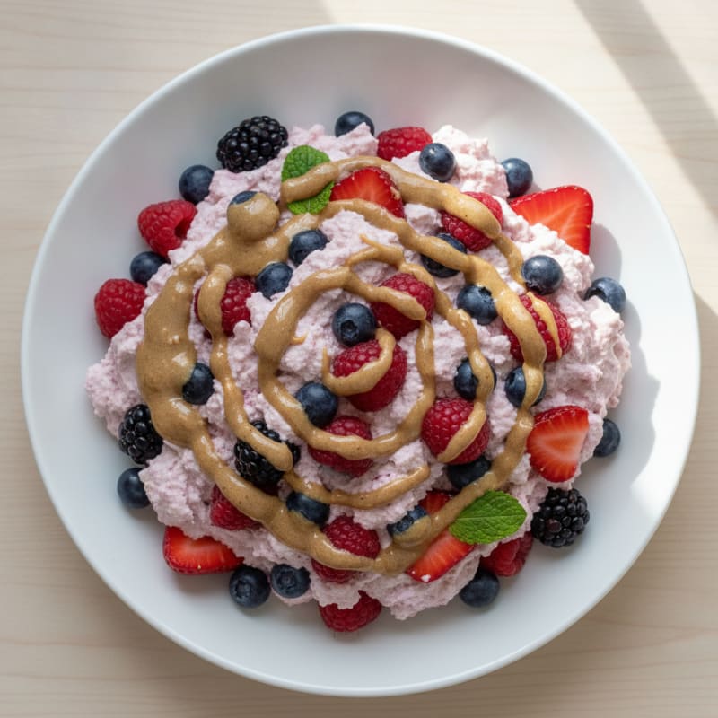 Greek Yogurt Protein Mousse with Mixed Berries
