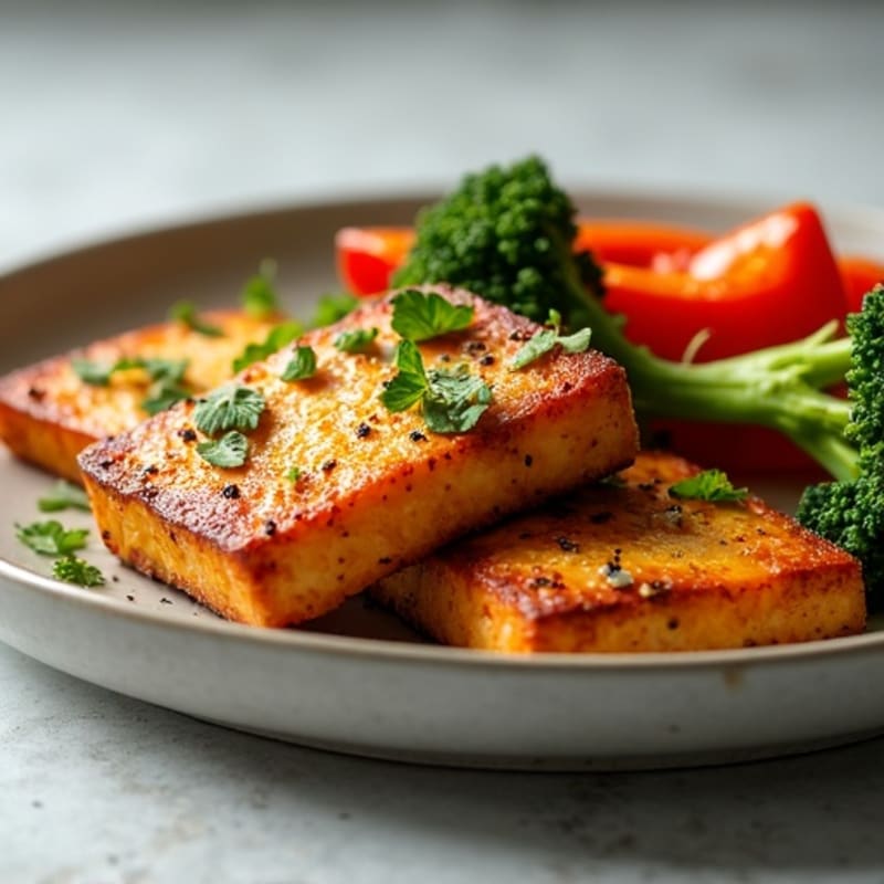 Crispy Tofu Steak with Roasted Vegetables