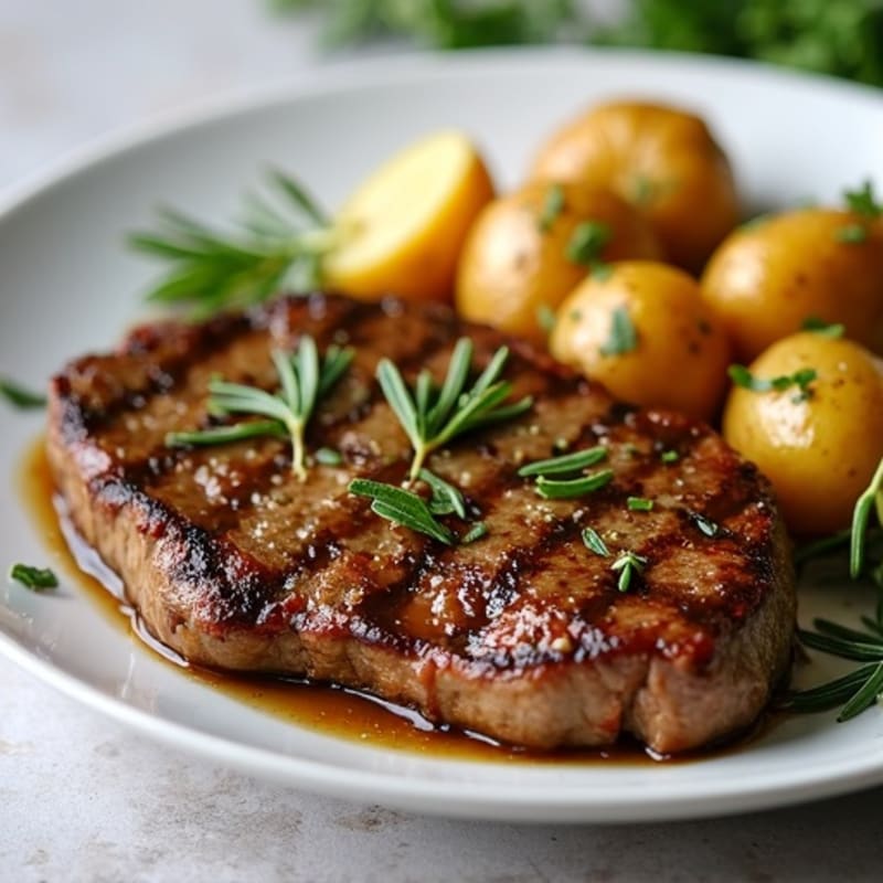 Herb-Garlic Butter Seared Steak with Roasted Baby Potatoes