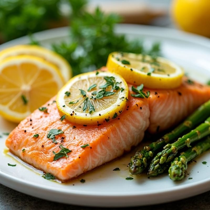 Sheet Pan Lemon Herb Salmon with Roasted Asparagus