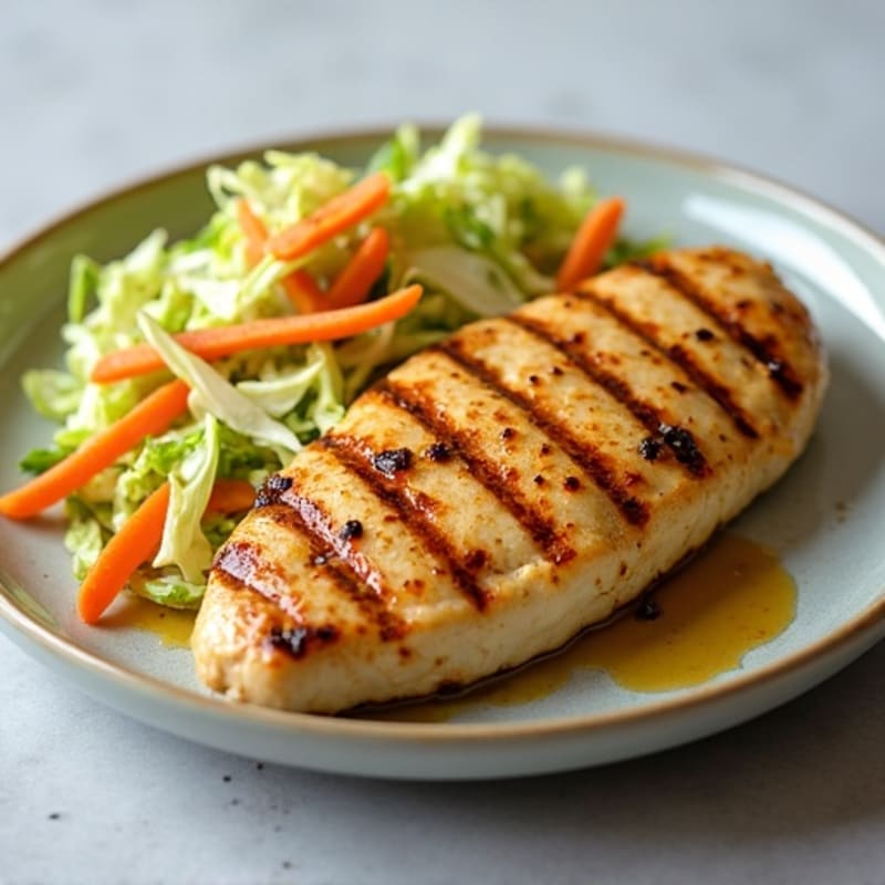 Grilled Chicken Breast with Crunchy Cabbage Slaw