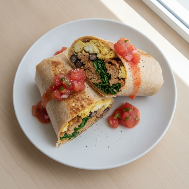 Loaded Breakfast Burrito with Salsa
