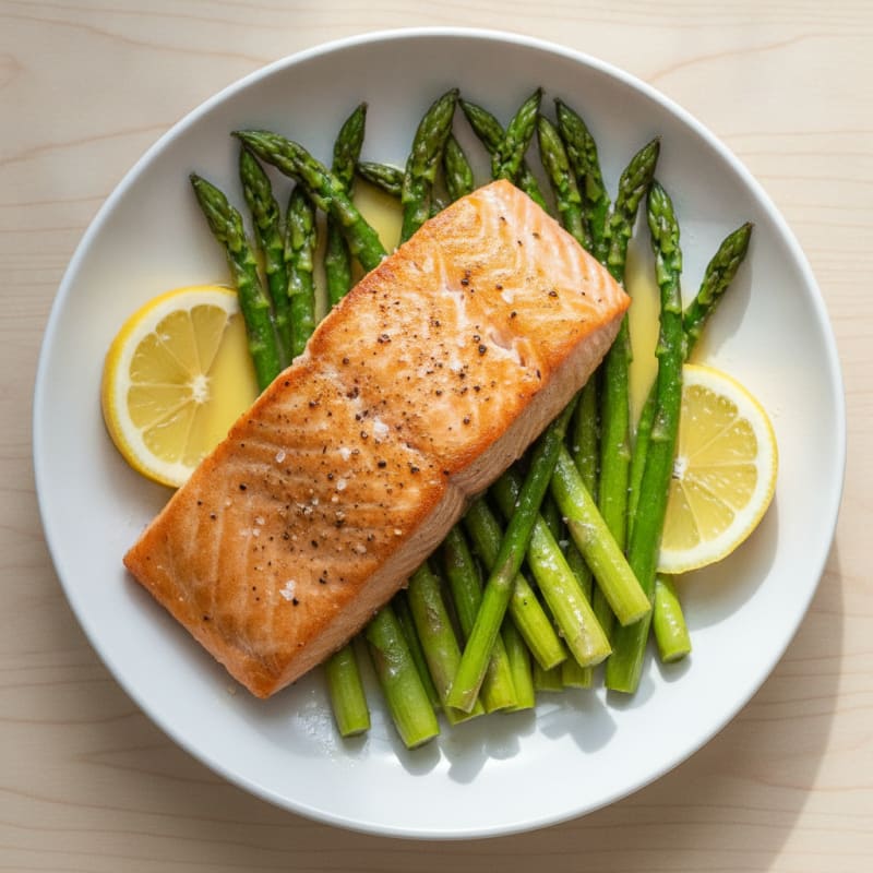 Pan-Seared Salmon with Roasted Asparagus