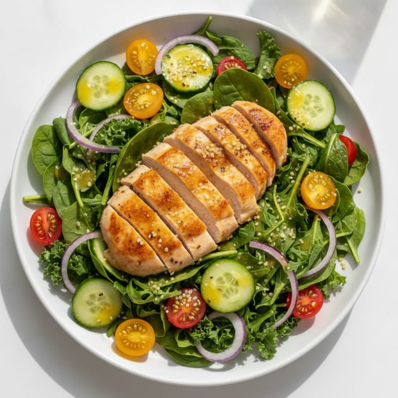 Pan-Seared Chicken Power Salad with Lemon Vinaigrette