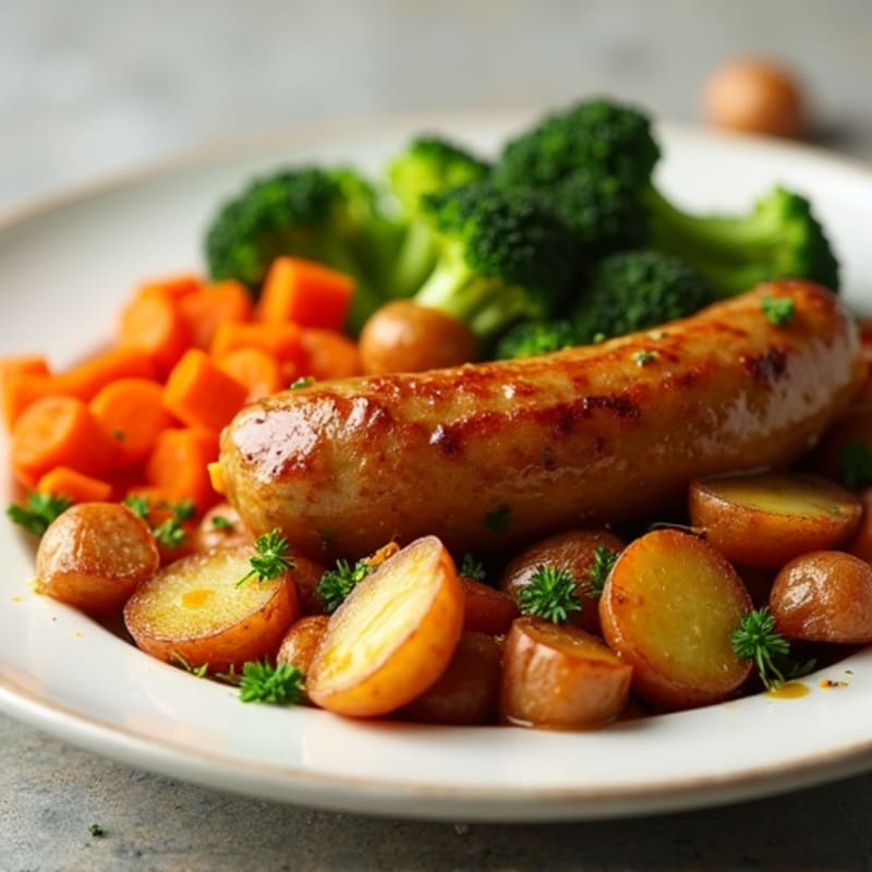 Chicken Sausage and Roasted Potato Hash with Broccoli