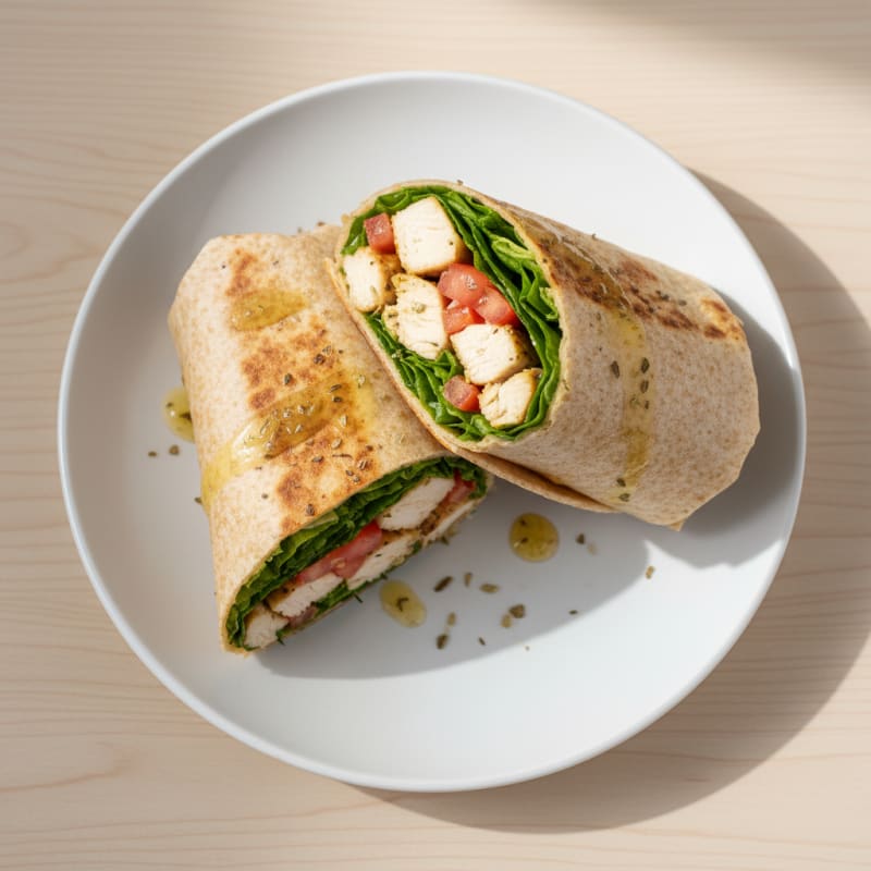 Lemon Herb Chicken Wrap with Crisp Romaine and Tomato
