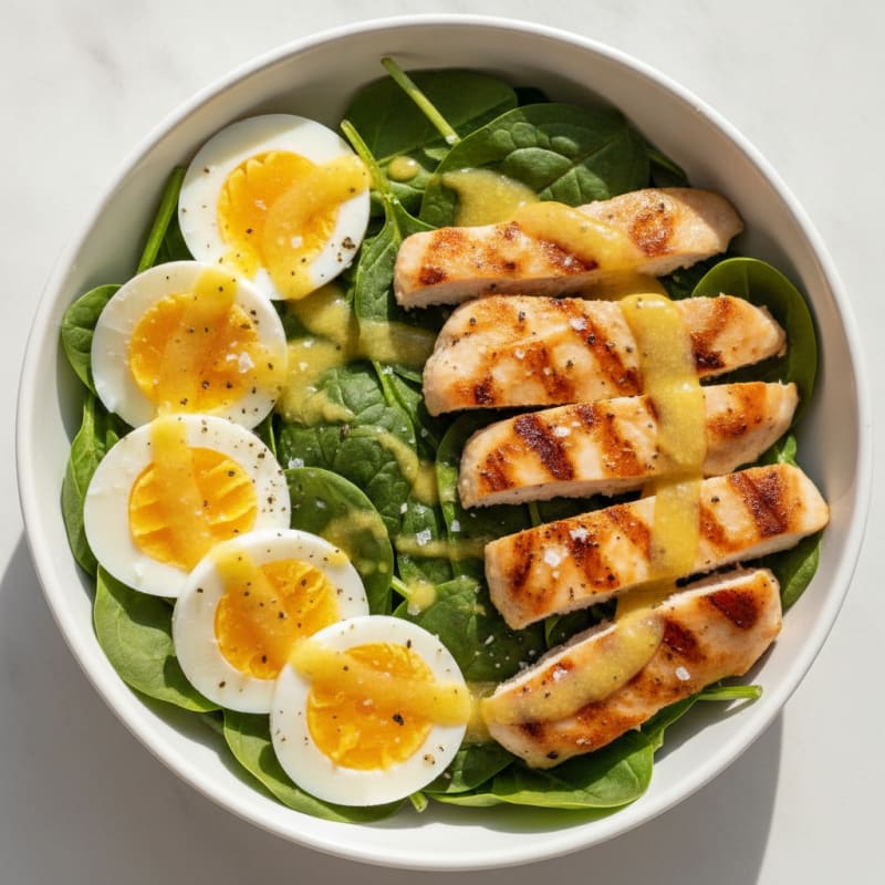 Classic Hard-Boiled Egg and Chicken Power Bowl